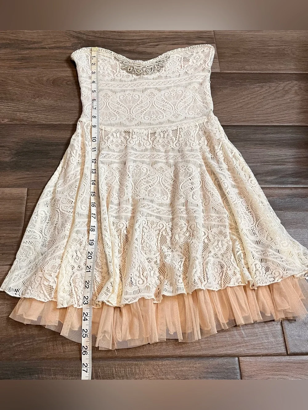 Free people strapless lace skater dress ivory